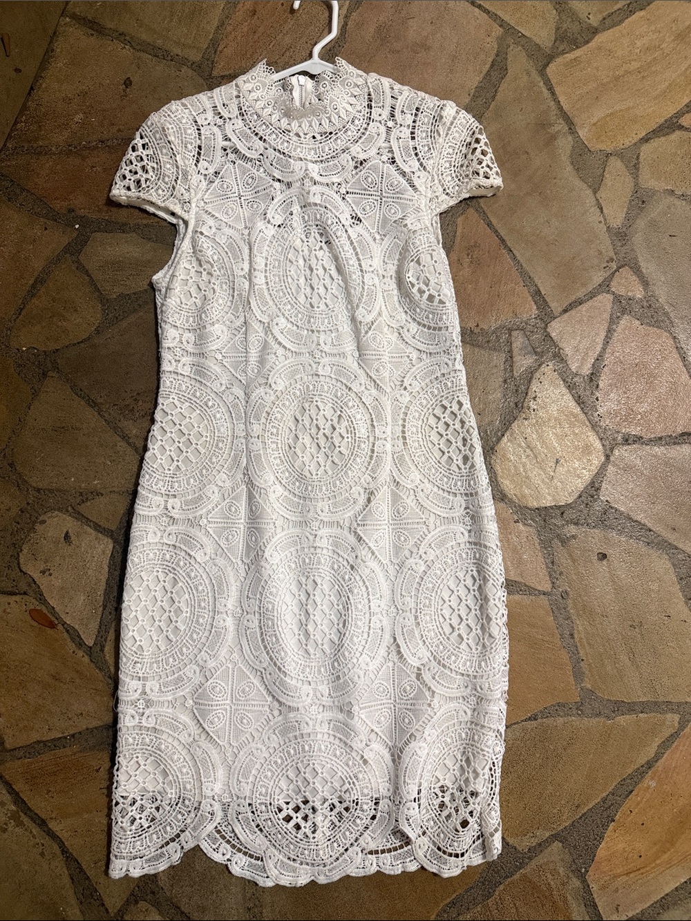 Bisou Bisou White Crochet Lace Midi Dress